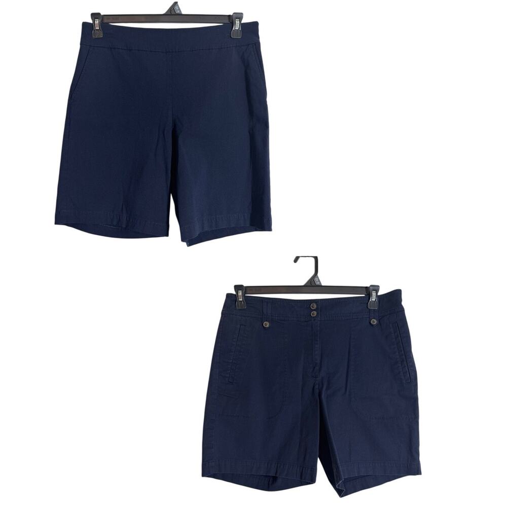 Talbots Lot of 2 Women's Size 12 Navy Blue Bermuda Shorts Casual Everyday Staple